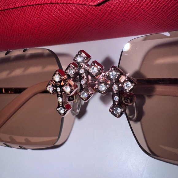 Cartier Buffs Sunglasses Triple Cross Diamond Cut Lens Pink Tint - Picture 3 of 10